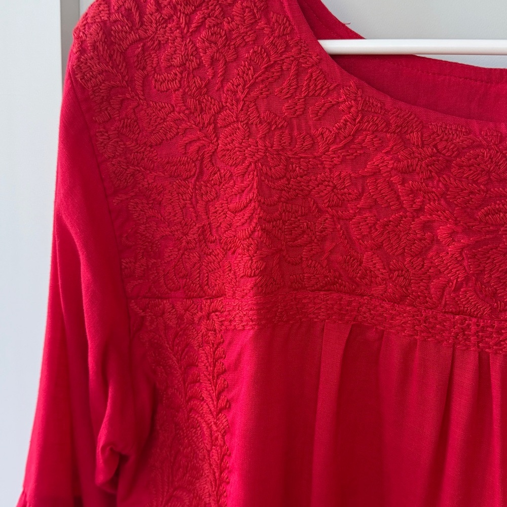 J. Marie Regina Embroidered Red Dress - Picture 6 of 12